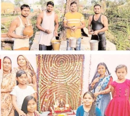 विधि-विधान के साथ पुतरी-पुतरा का विवाह  पीपल, नीम पर चढ़ाए चावल-दाल, जल अर्पित