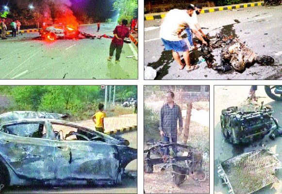 तेज रफ्तार कार में जिंदा जला ड्राइवर, दो गंभीर
