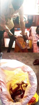 किराना दुकान से  अवैध शराब जब्त