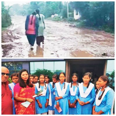 भारी वाहनों से सडक़ बदहाल, छात्राएं पहुंचीं कलेक्टोरेट, ज्ञापन