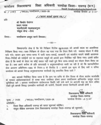 मध्यान्य भोजन में मिले कीड़े, प्राचार्य को नोटिस