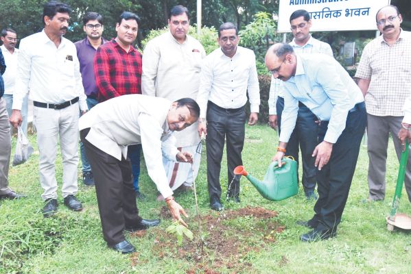 5 किमी सडक़ पर मानव श्रृंखला बनाकर किया औषधि पौधों का बीजारोपण