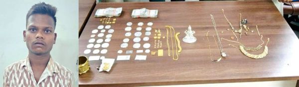 सूने मकान में सेंधमारी करने वाले 2 गिरफ्तार, एक हत्या का आरोपी, 12 लाख के जेवर-बिस्किट, सिक्के जब्त