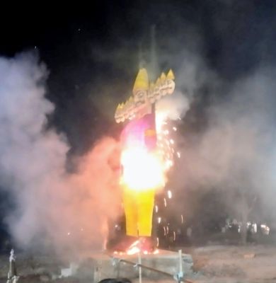 कुम्हारी में 30 फीट के  रावण पुतले का दहन