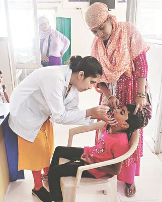 भारती आयुर्वेदिक कॉलेज में स्वर्णप्राशन संस्कार