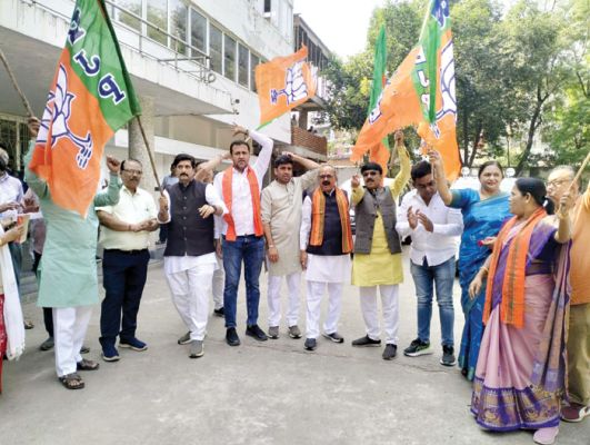 बिहार में जीत, रायपुर में भाजपा का जश्न