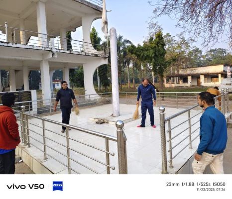 सेवा भारती ने की सारंगढ़ जैतखंभ की सफाई