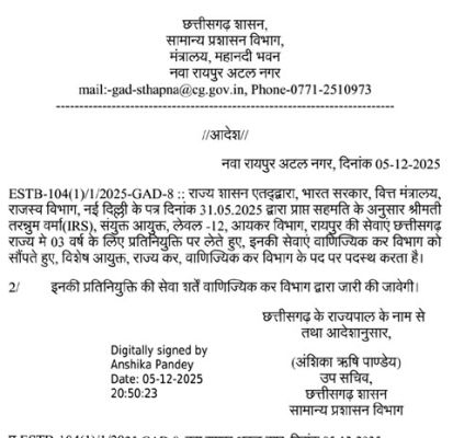 आईआरएस श्रीमती तरन्नुम वर्मा, स्टेट जीएसटी में विशेष आयुक्त