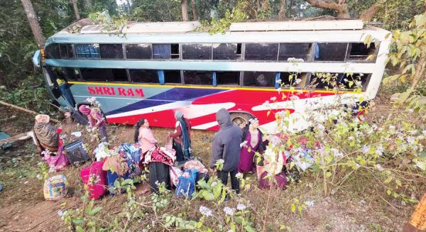 रफ्तार दर्शनार्थी बस पेड़ से टकराई, एक मौत, दर्जनों घायल