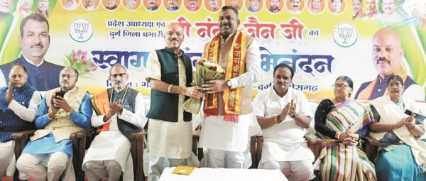 भाजपा के नए दुर्ग जिला संगठन प्रभारी का दुर्ग आगमन पर स्वागत