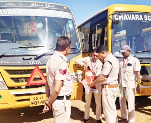 स्कूली बसों की जांच,  41 हजार जुर्माना