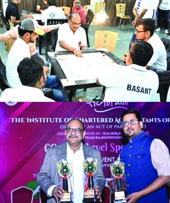 आईसीएआई रायपुर कैरम टीम के आनंद और बसंत रहे विजेता