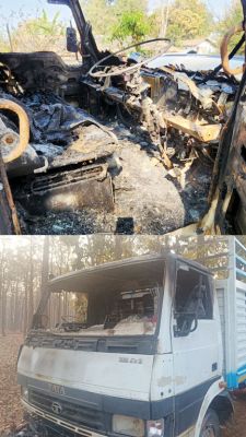 भाजपा नेता की मिनी ट्रक को शरारती तत्वों ने किया खाक