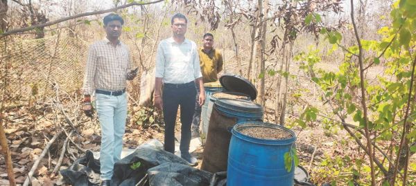 जंगल में अवैध महुआ शराब और लाहन बरामद