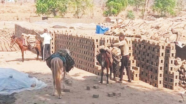 सरकारी जमीन पर ईंट भठ्ठा ग्रामीणों ने की जांच की मांग