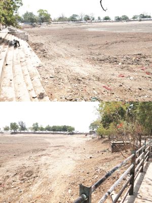 सौंदर्यीकरण के नाम पर तालाब खाली कराया, निस्तारी संकट