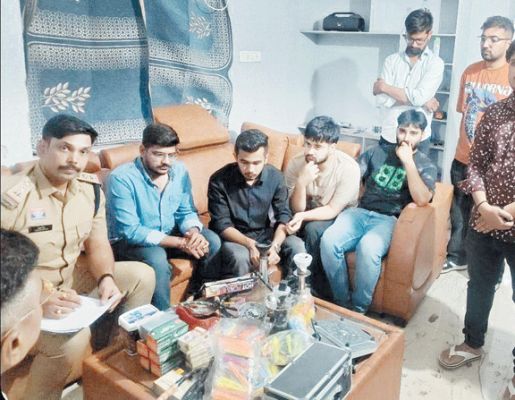 अवैध हुक्का संचालन का भंडाफोड़, 6 आरोपी गिरफ्तार