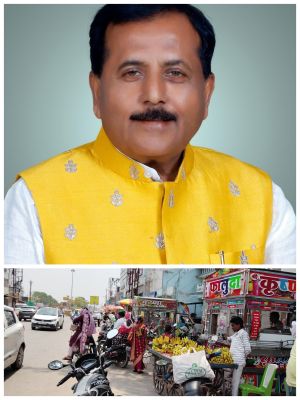 मुख्य मार्ग पर अतिक्रमण और यातायात दबाव के बीच डिवाइडर निर्माण