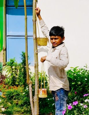 बच्चे पक्षी मित्र बनकर कर रहे दाना-पानी की व्यवस्था
