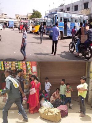 तेज धूप में खड़े होकर बस के इंतजार में यात्री परेशान