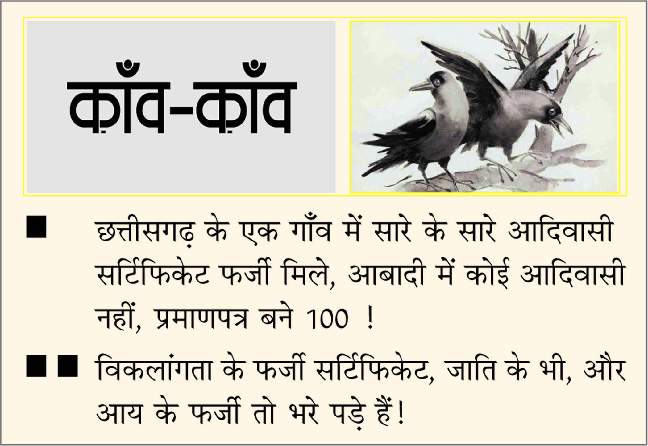 दैनिक 'छत्तीसगढ़' का काँव-काँव, 13 दिसंबर 2025