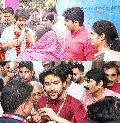 बागेश्वर महाराज, धीरेंद्र शास्त्री कल रायपुर प्रवास पर अपने एक करीबी परिवार, आशीष-मेघा तिवारी के निवास पर पहुँचे। भाईदूज का तिलक करवाया और भोजन किया।